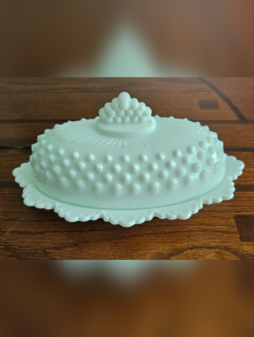 Femton Hobnail Milkglass Butter Dish